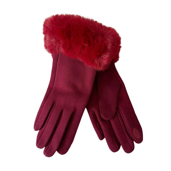🆕 Unbranded Faux Fur Trim Gloves - Picture 1 of 4